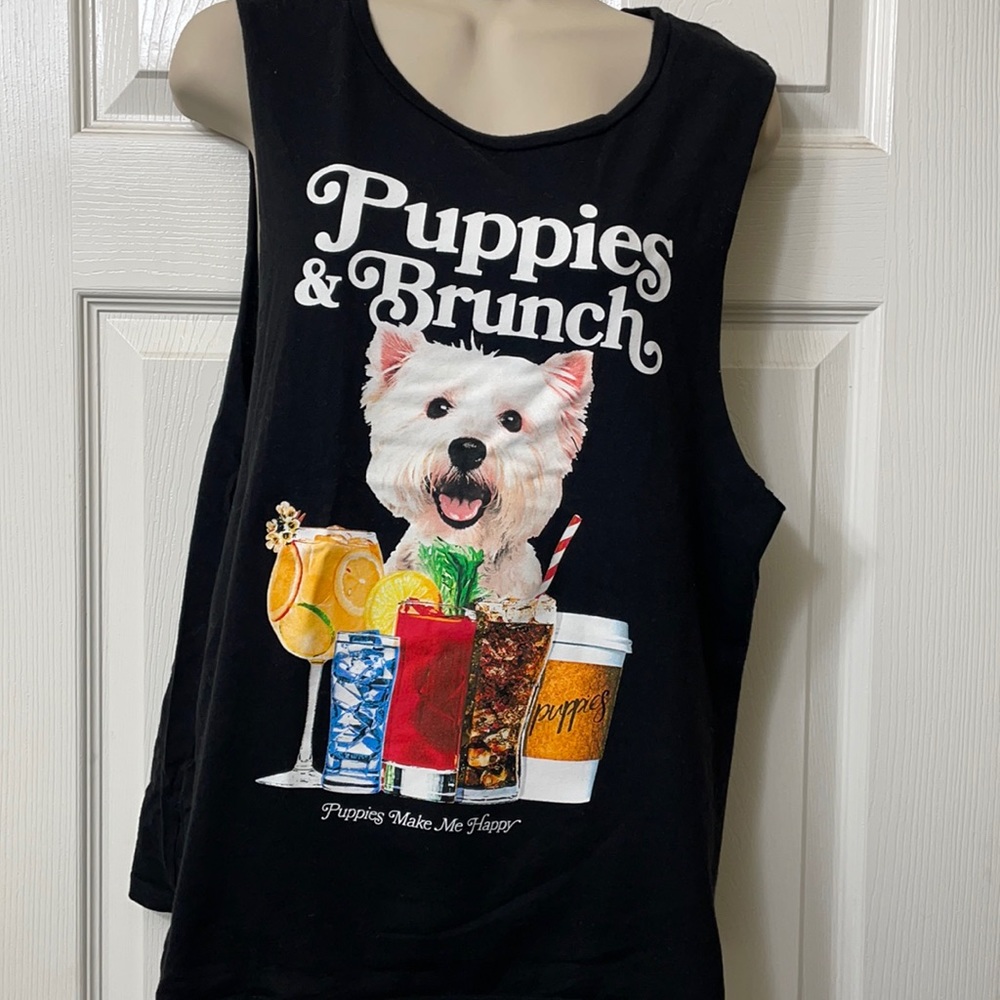 Puppies Make Me Happy Muscle Tank Shirt Size S